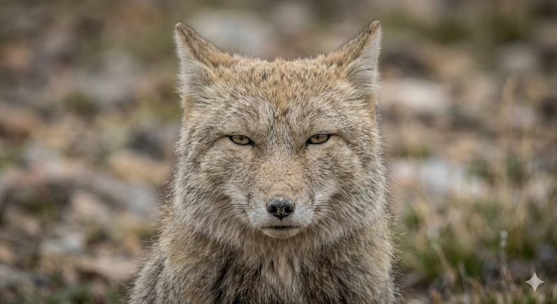 チベットスナギツネ チベット高原 目が死んでる理由　生息地（AI生成画像）