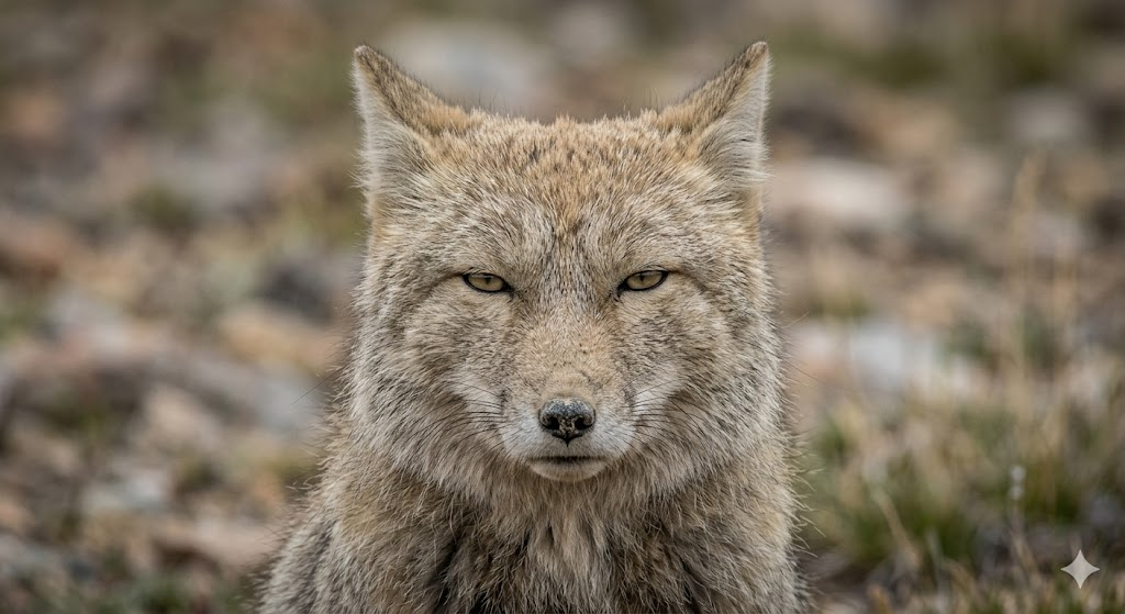 チベットスナギツネ チベット高原 目が死んでる理由　生息地（AI生成画像）