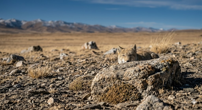 チベットスナギツネ チベット高原 生息地(AI生成画像)