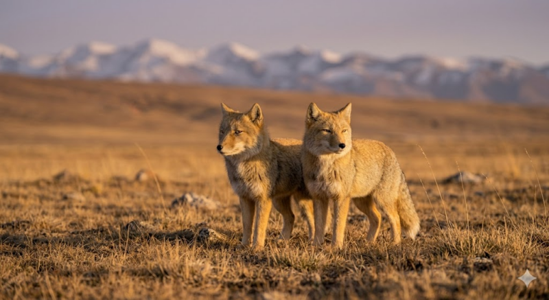 チベットスナギツネ チベット高原 生息地(AI生成画像)
